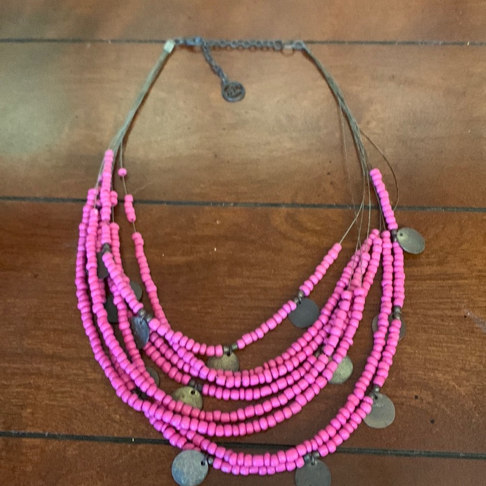 Pink multi strand beaded jewelry set